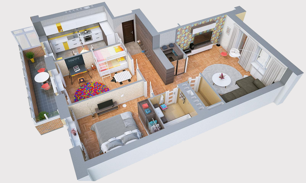 Планировка 3-комнатной квартиры Краснодар